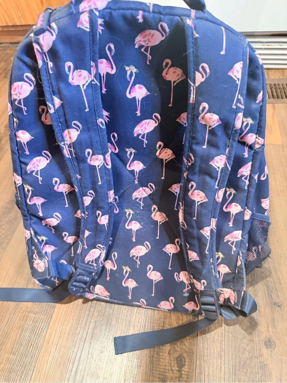Vera Bradley Navy Backpack with Pink Flamingo Pattern